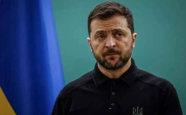 Presidente da Ucrânia, Volodymyr Zelensky, em Kiev