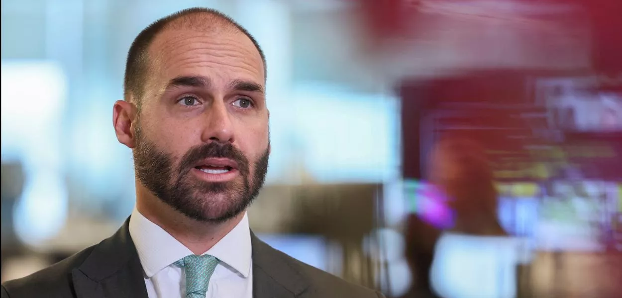 Deputado federal Eduardo Bolsonaro durante entrevista à Reuters em Washington