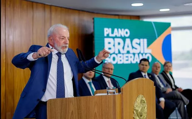 Presidente da República, Luiz Inácio Lula da Silva, durante cerimônia de assinatura da Medida Provisória “Brasil Soberano”