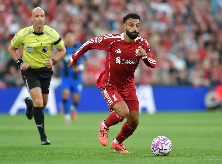 Futebol - Premier League - Liverpool x AFC Bournemouth - Anfield, Liverpool, Grã-Bretanha - 15 de agosto de 2025 Mohamed Salah, do Liverpool