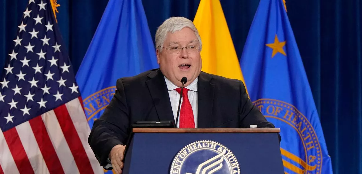 Governador da Virgínia Ocidental, Patrick Morrisey, durante coletiva de imprensa, em Washington - 22/04/2025