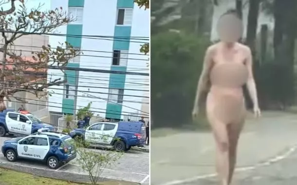Mulher anda nua pelas ruas da cidade