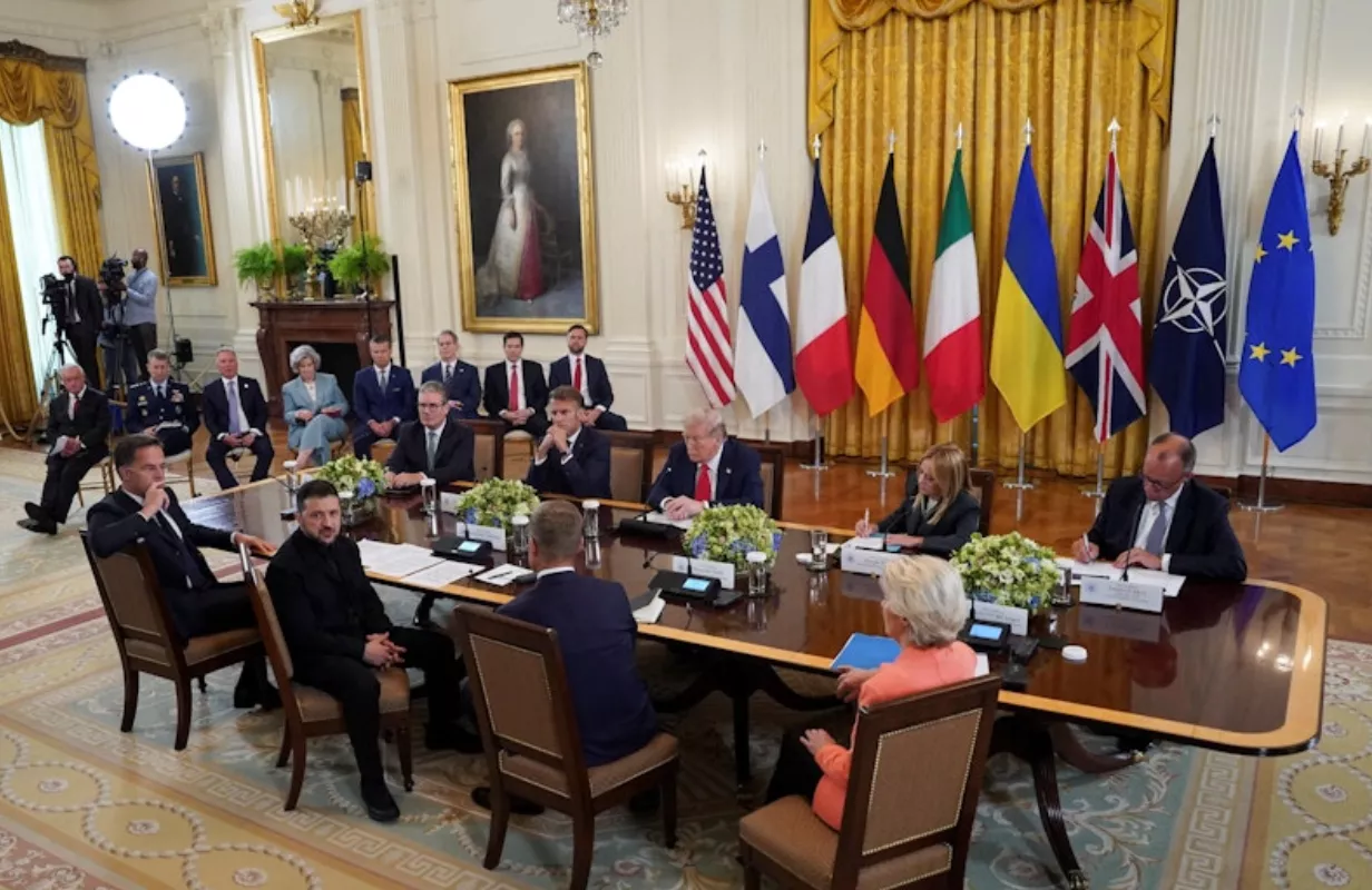 Zelenskiy, Trump e outros líderes europeus na Casa Branca, 18 de agosto de 2025