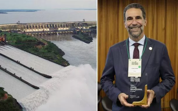 Diretor-geral brasileiro da Itaipu, Enio Verri, durante a cerimônia de entrega do Prêmio Destaque ESG 2025, na sede da FGV, no Rio de Janeiro