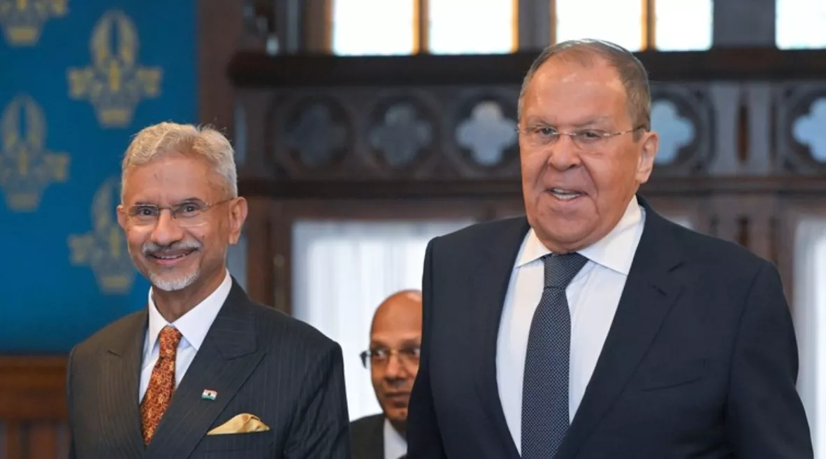 Ministro das Relações Exteriores da Índia, S. Jaishankar, participa de uma coletiva de imprensa conjunta com o Ministro das Relações Exteriores da Rússia, Sergey Lavrov, em Moscou