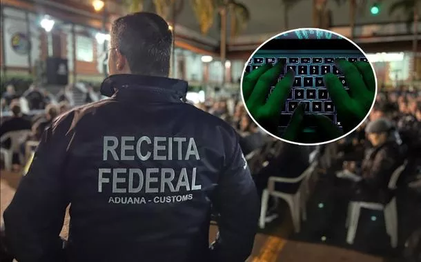 Agente da Receita e um computador