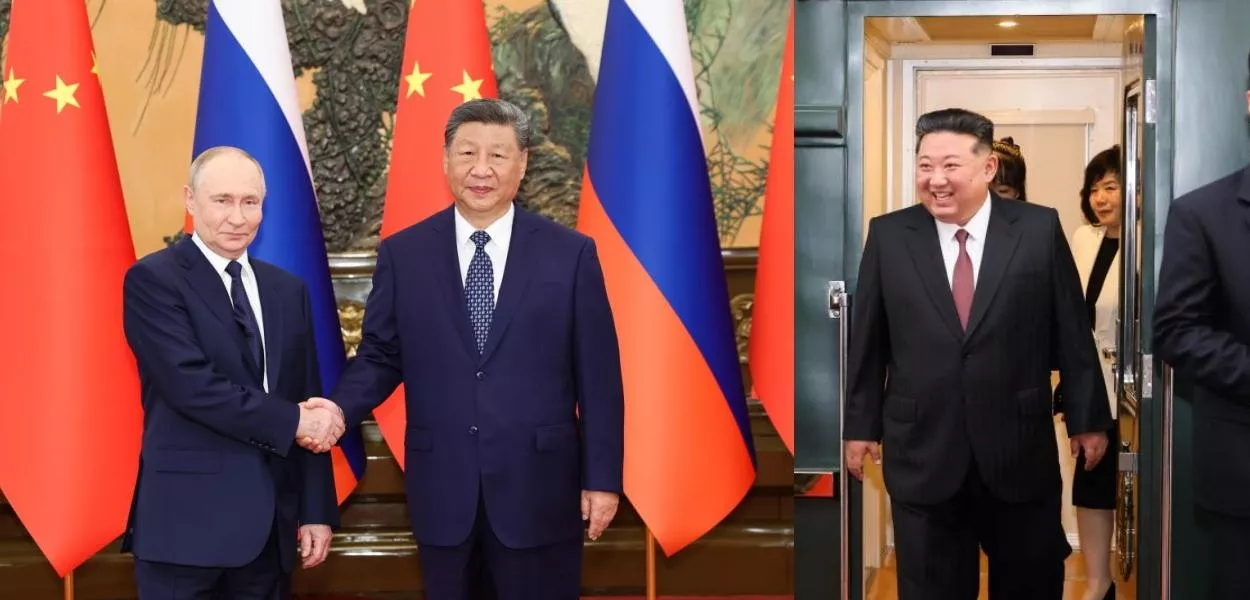 Vladimir Putin, Xi Jinping e Kim Jong Un em Beijing