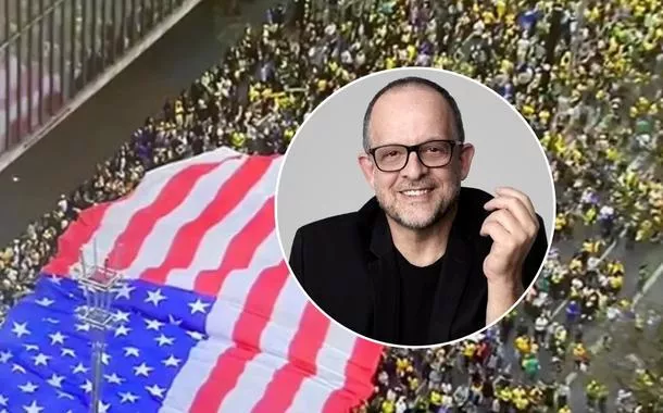 Bandeira dos EUA na Avenida Paulista e Breno Altman
