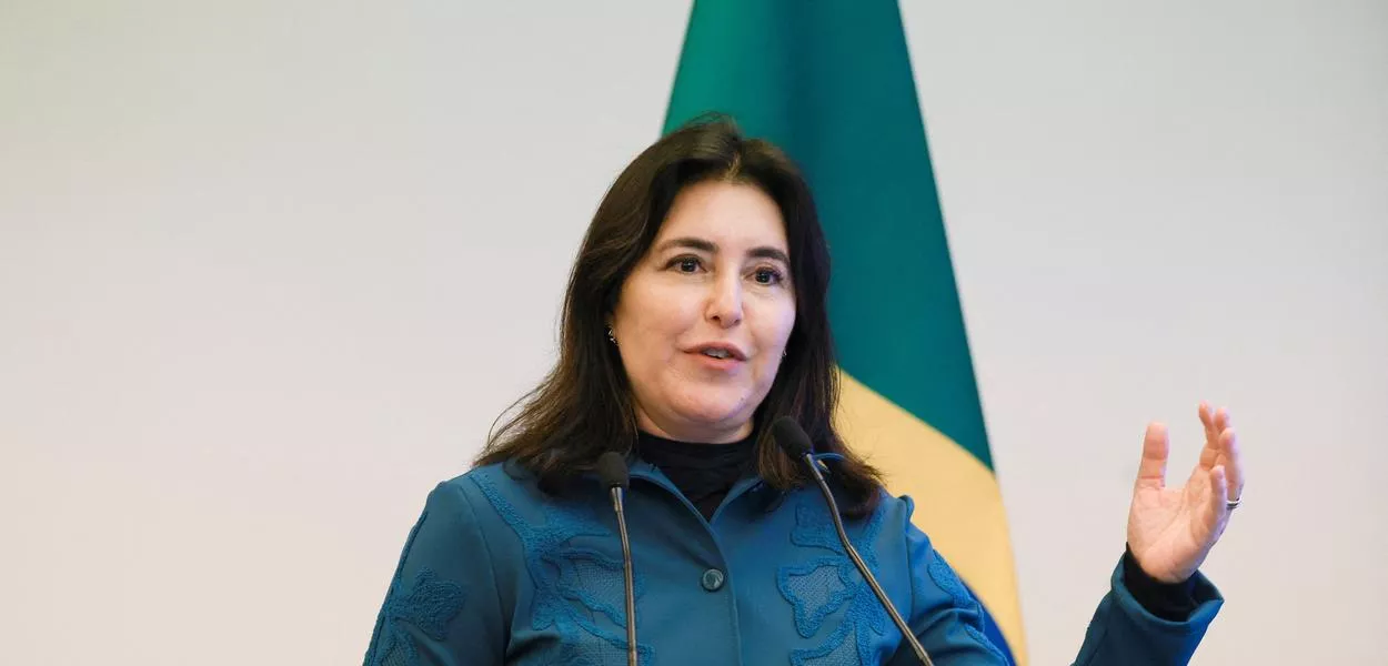 A ministra do Planejamento, Simone Tebet, fala em evento na Cidade do México - 27/08/2025