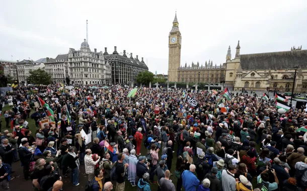 Protesto em Londres, Reino Unido, contra visita oficial do presidente dos EUA, Donald Trump - 17 de setembro de 2025