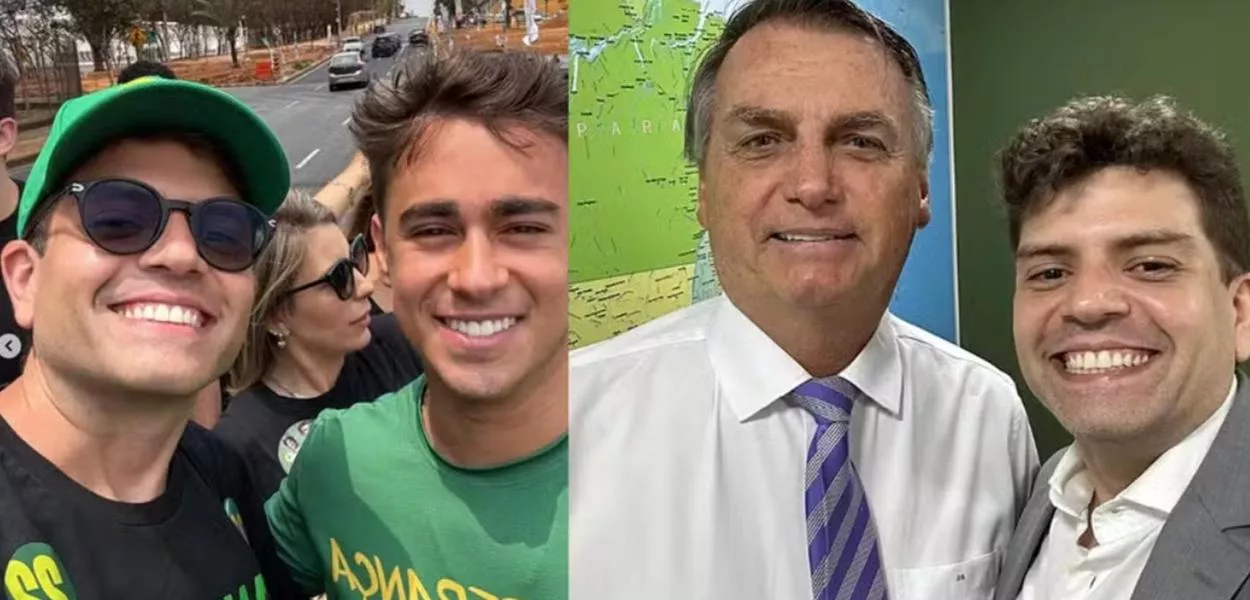 Ambos posam ao lado de Felipe Lombardi