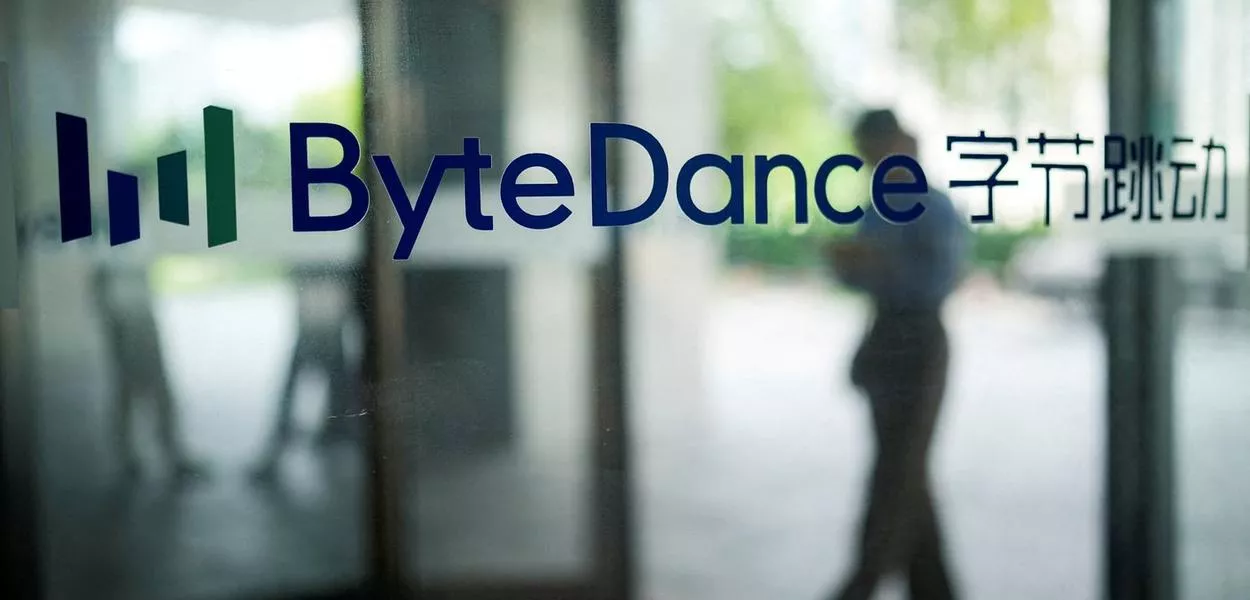 Logotipo da ByteDance é visto no prédio de escritórios da empresa em Xangai - 04/07/2023