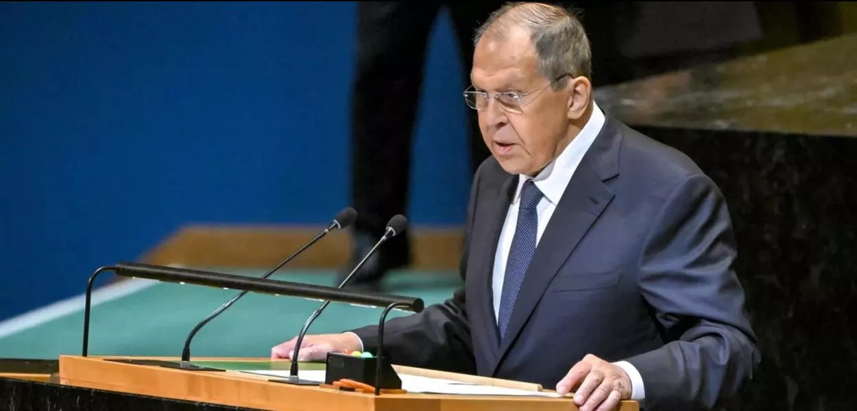 O ministro das Relações Exteriores da Federação Russa, Serguei Lavrov, em discurso na ONU