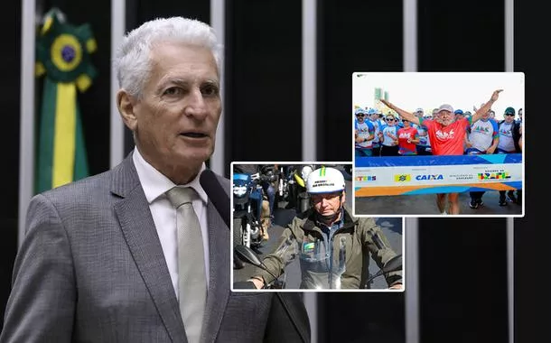 Rogério Correia, Jair Bolsonaro em uma motociata e Lula em uma corrida