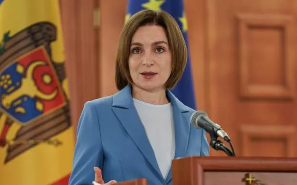 Presidente da Moldávia, Maia Sandu, durante entrevista coletiva após anúncio dos resultados das eleições parlamentares em Chisinau - 29/09/2025 