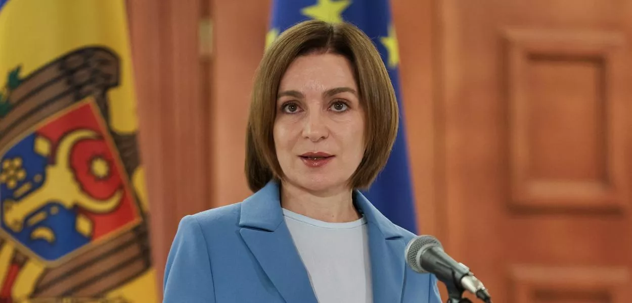 Presidente da Moldávia, Maia Sandu, durante entrevista coletiva após anúncio dos resultados das eleições parlamentares em Chisinau - 29/09/2025