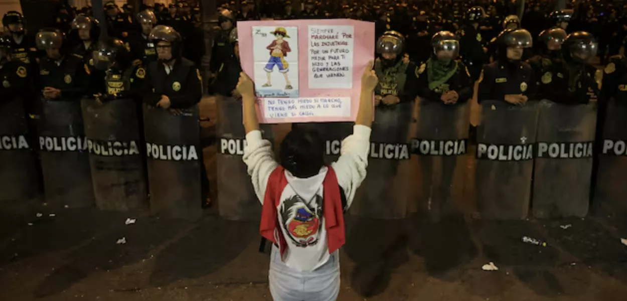 Protesto em Lima, no Peru, em 20 de setembro de 2025
