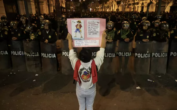 Protesto em Lima, no Peru, em 20 de setembro de 2025