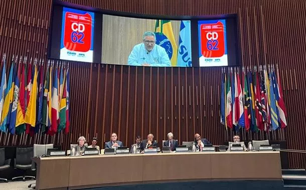 O ministro da Saúde, Alexandre Padilha, discursa por videoconferência em evento da Organização Pan-Americana de Saúde (Opas), em Washington, D.C., EUA - 29 de setembro de 2025
