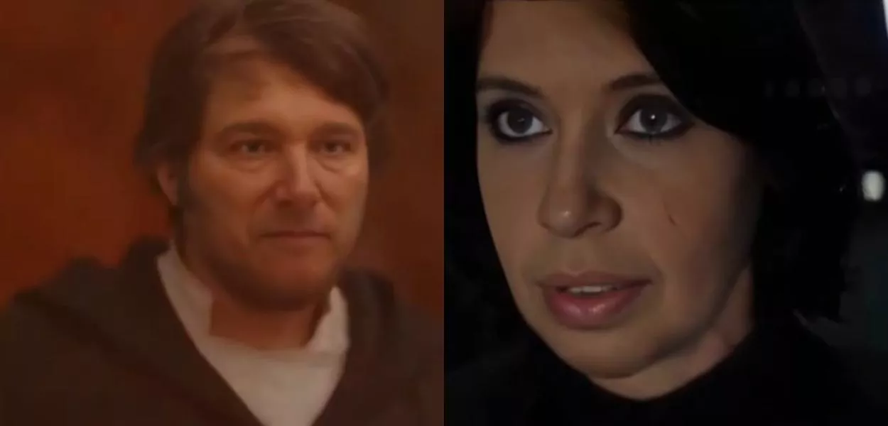 Javier Milei e Cristina Kirchner em paródia de Star Wars