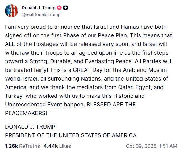 Publicação de Donald Trump