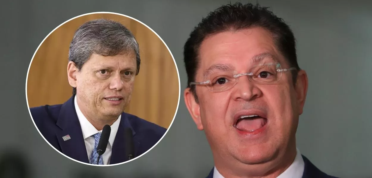 O governador de SP, Tarcísio de Freitas, e o líder do PL na Câmara, Deputado Sóstenes Cavalcante