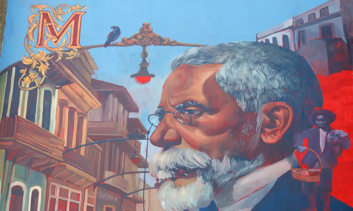 Ilustração de Machado de Assis em mural