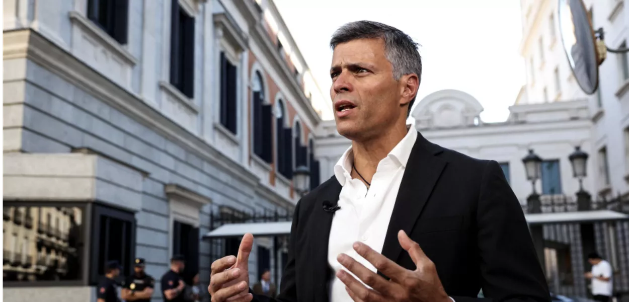 O líder oposicionista venezuelano Leopoldo Lopez, de ultradireita, em Madri, Espanha, em 10 de setembro de 2024