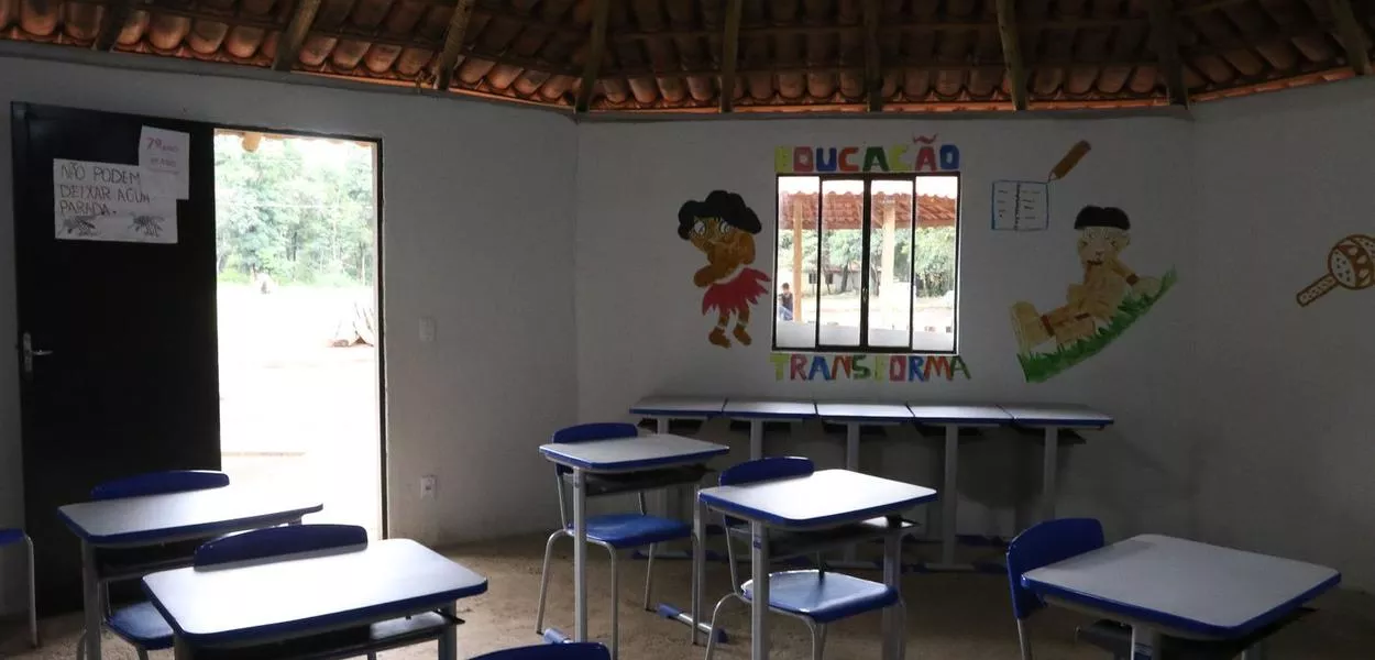 São Joaquim de Bicas (MG) - 24/01/2024 - Sala de aula da Aldeia Kurãma, em comuniudade indígena Pataxó, na zona rural de Brumadinho 