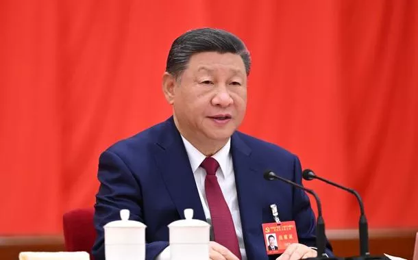 O presidente chinês, Xi Jinping, na reunião do novo Plano Quinquenal 