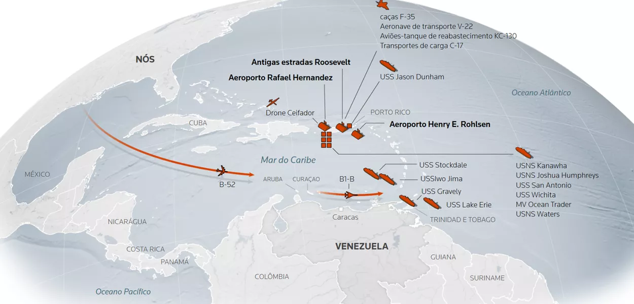 Avistamentos recentes de embarcações e aeronaves militares dos EUA até 31 de outubro