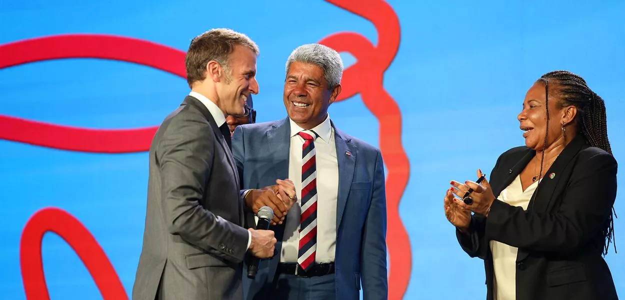 Emmanuel Macron, Jerônimo Rodrigues e Margareth Menezes