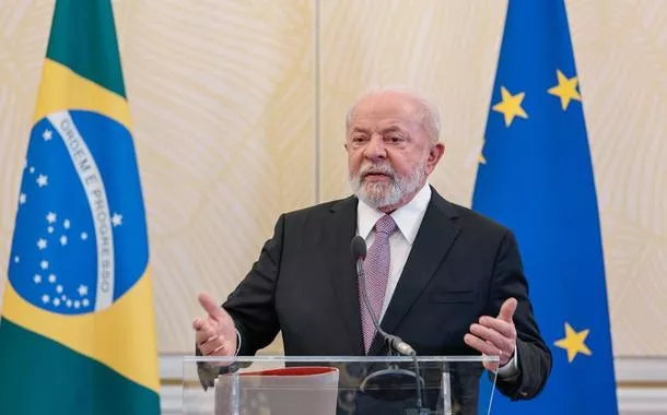 Bruxelas (BE) - 19/07/2023 - O presidente Luiz Inácio Lula da Silva, durante coletiva de imprensa, em Bruxelas, Bélgica