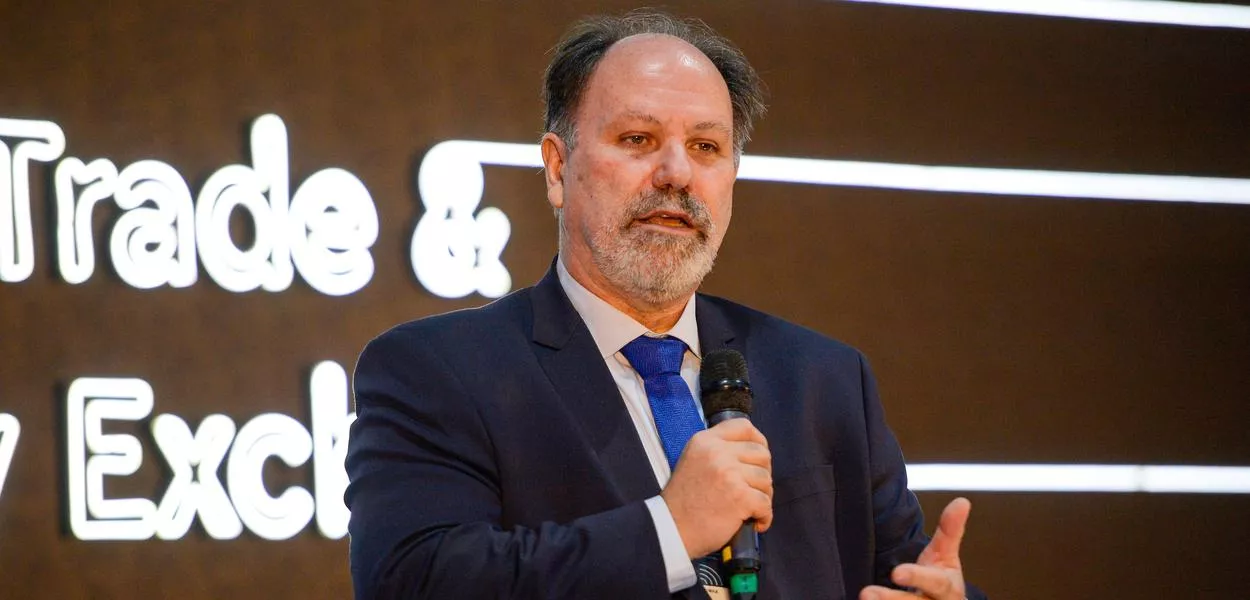 Rio de Janeiro (RJ), 03/05/2023 – O presidente da Associação Brasileira para o Desenvolvimento de Atividades Nucleares (ABDAN), Celso Cunha durante abertura da Nuclear Trade Technology Exchenge (NT2E), maior feira de negócios do setor nuclear, no Rio de Janeiro