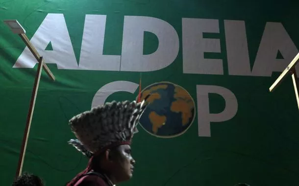 Belém (PA) - 11/11/2025 - Indígenas participam da inauguração da Aldeia COP 