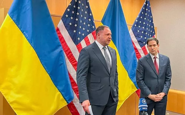 Andriy Yermak e Marco Rubio em Genebra - 23/11/2025 