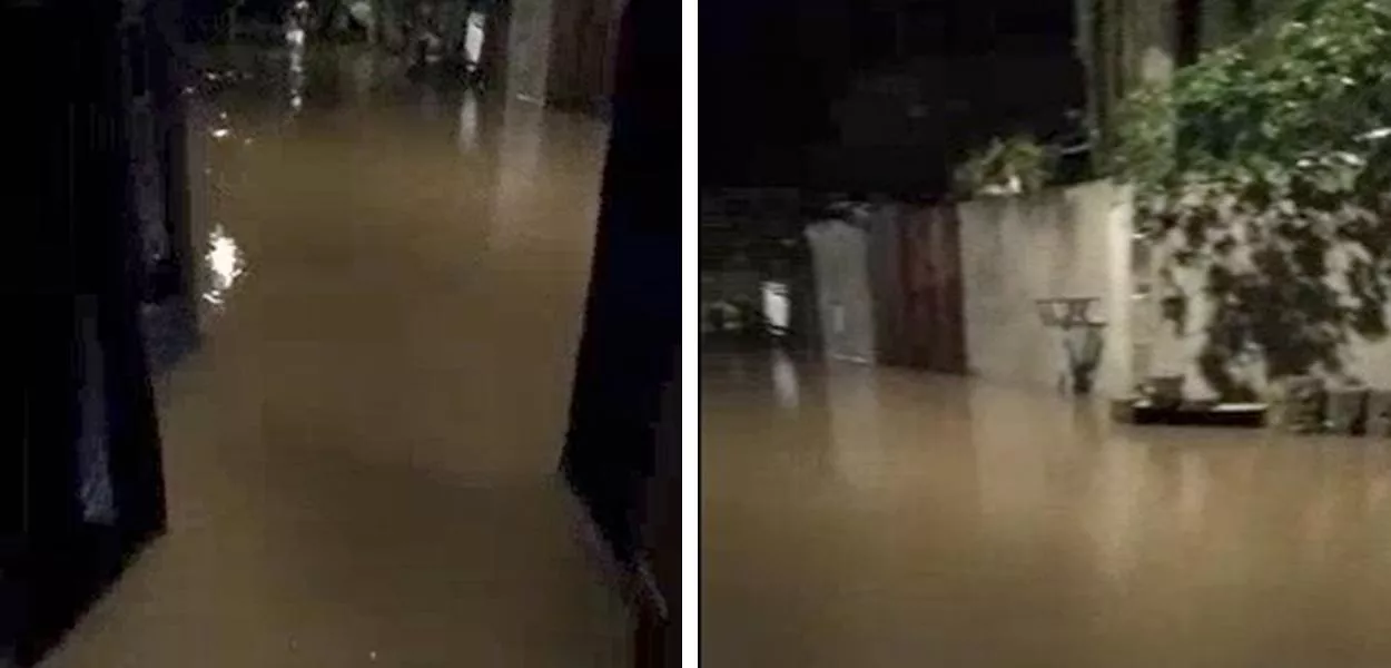 Ruas alagadas em Ubatuba