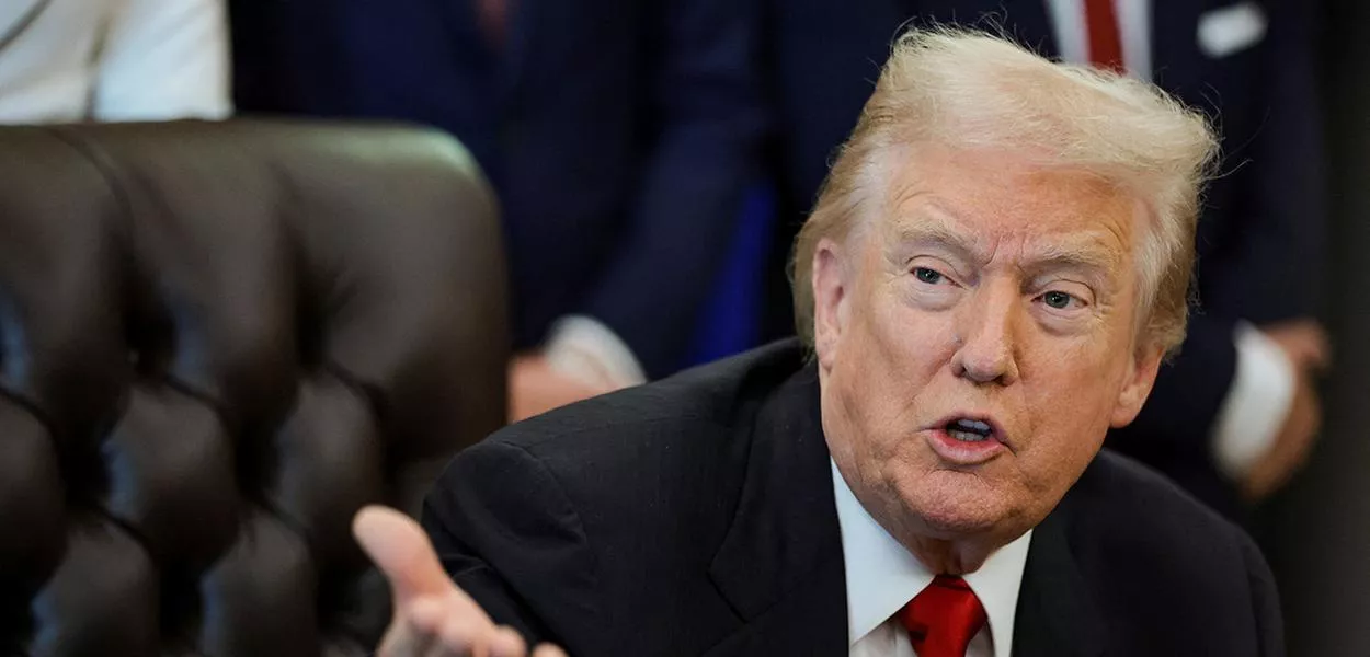 O presidente dos EUA, Donald Trump (Partido Republicano), em evento no Salão Oval da Casa Branca
6 de novembro de 2025