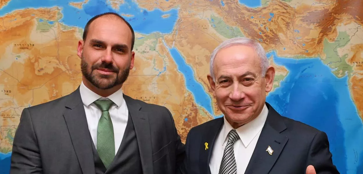 Eduardo Bolsonaro e Benjamin Netanyahu