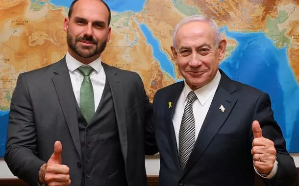 Eduardo Bolsonaro e Benjamin Netanyahu