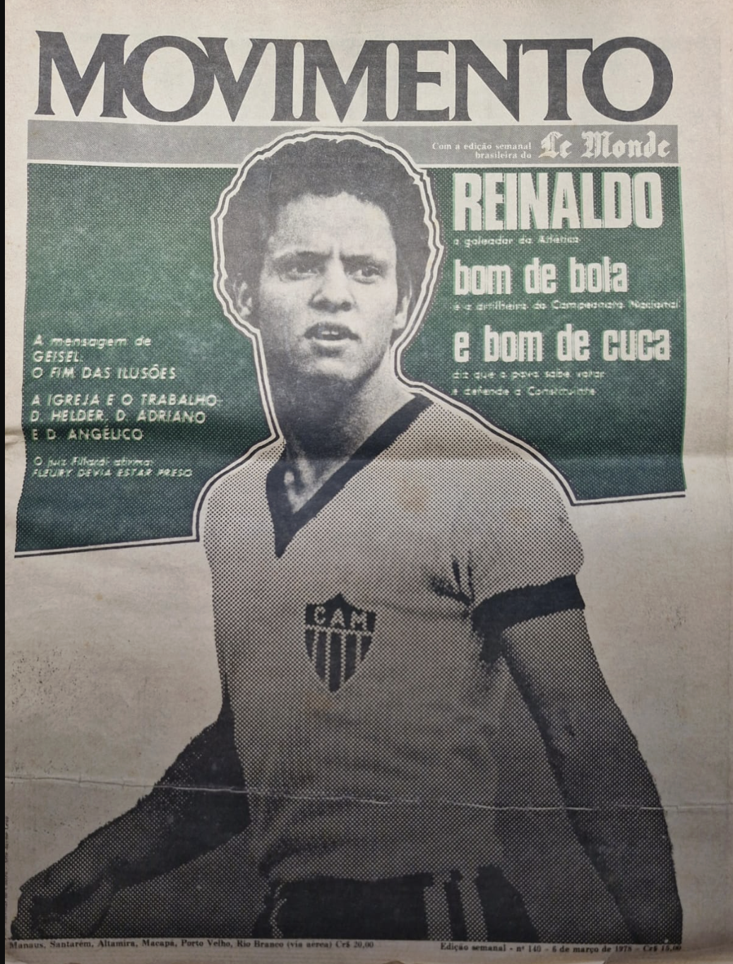 A capa histórica do Movimento, com a entrevista de Reinaldo ao jornalista Aloísio Morais