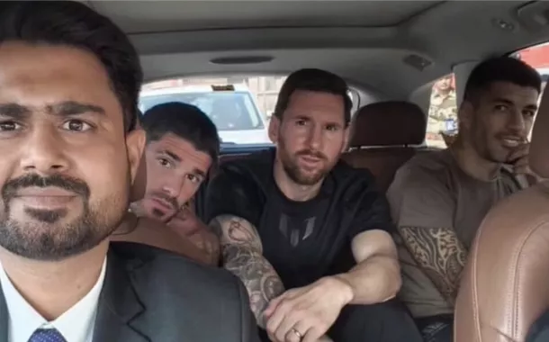 Taxista tirou várias fotos com Lionel Messi, Rodrigo de Paul e Luis Suárez