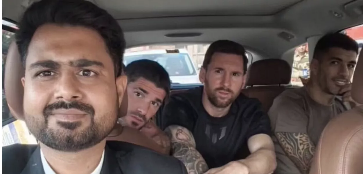 Taxista tirou várias fotos com Lionel Messi, Rodrigo de Paul e Luis Suárez