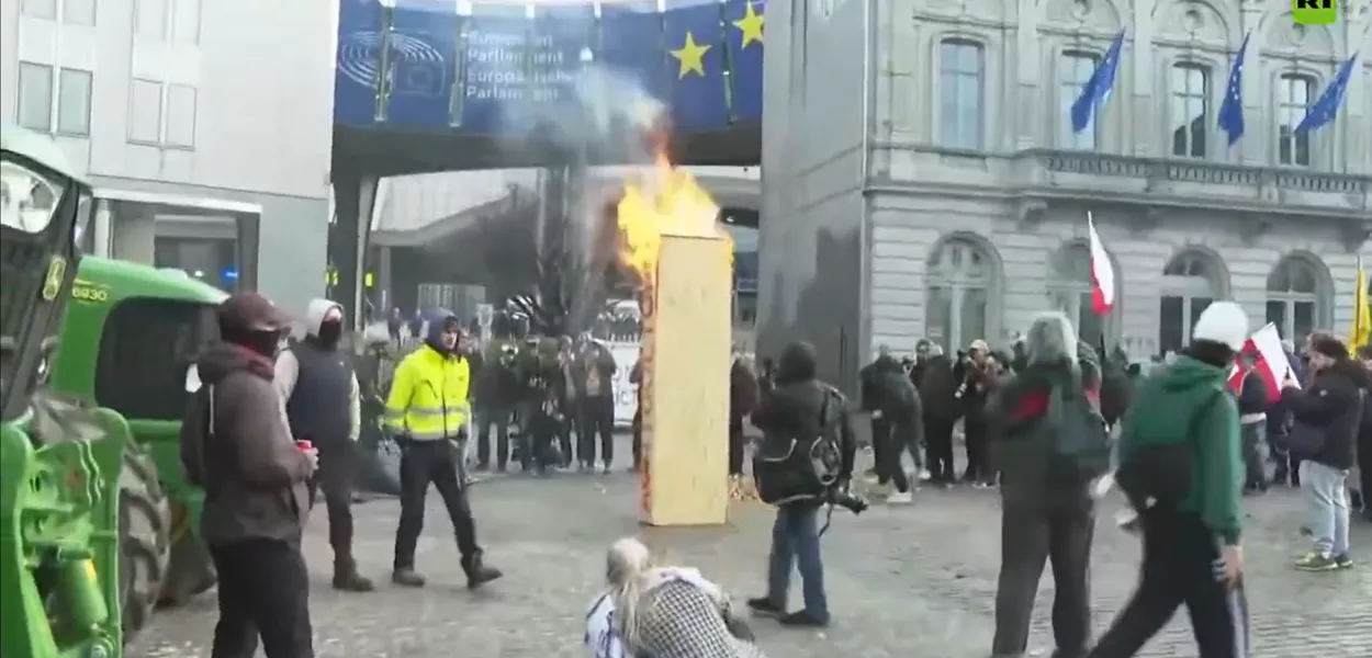 Protesto em Bruxelas, Bélgica
