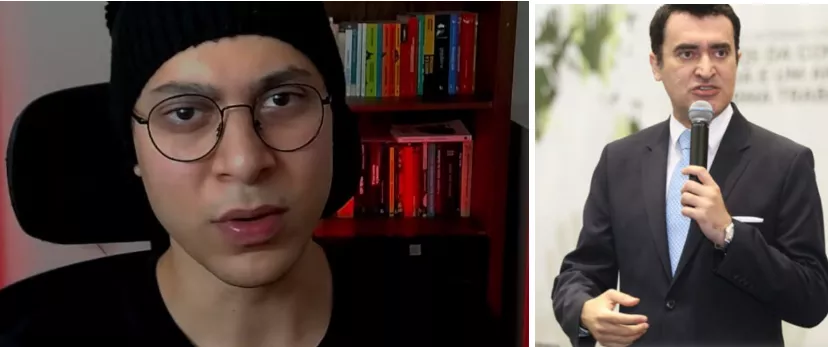 O jornalista Felipe Gasper e Alysson Mascaro