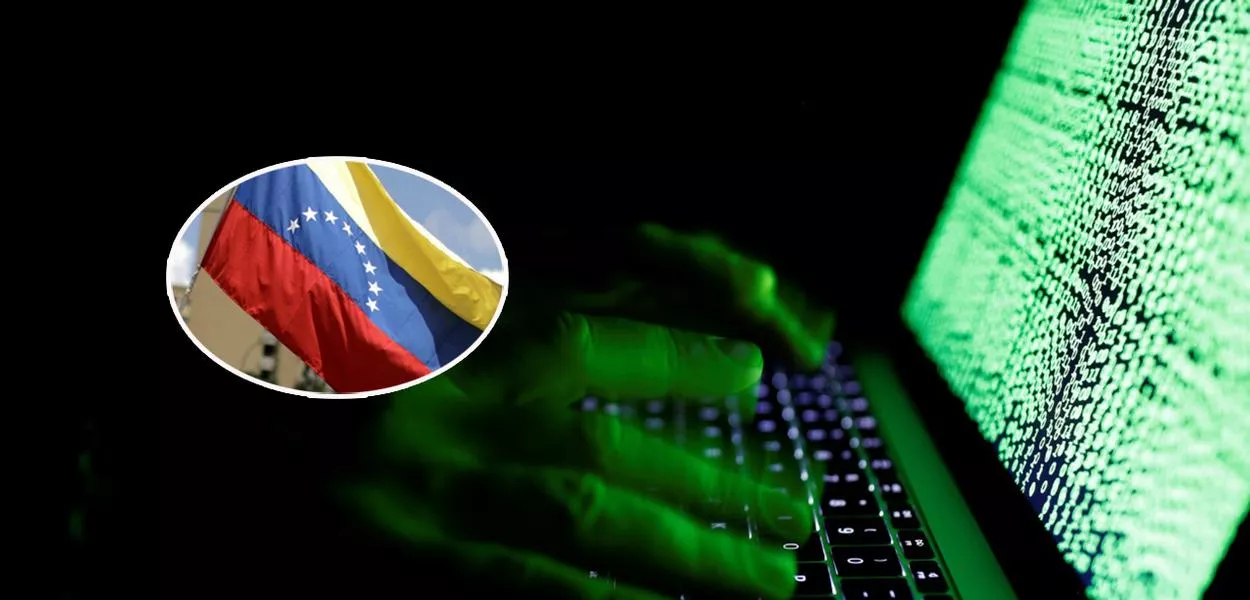 Notebook e a bandeira da Venezuela