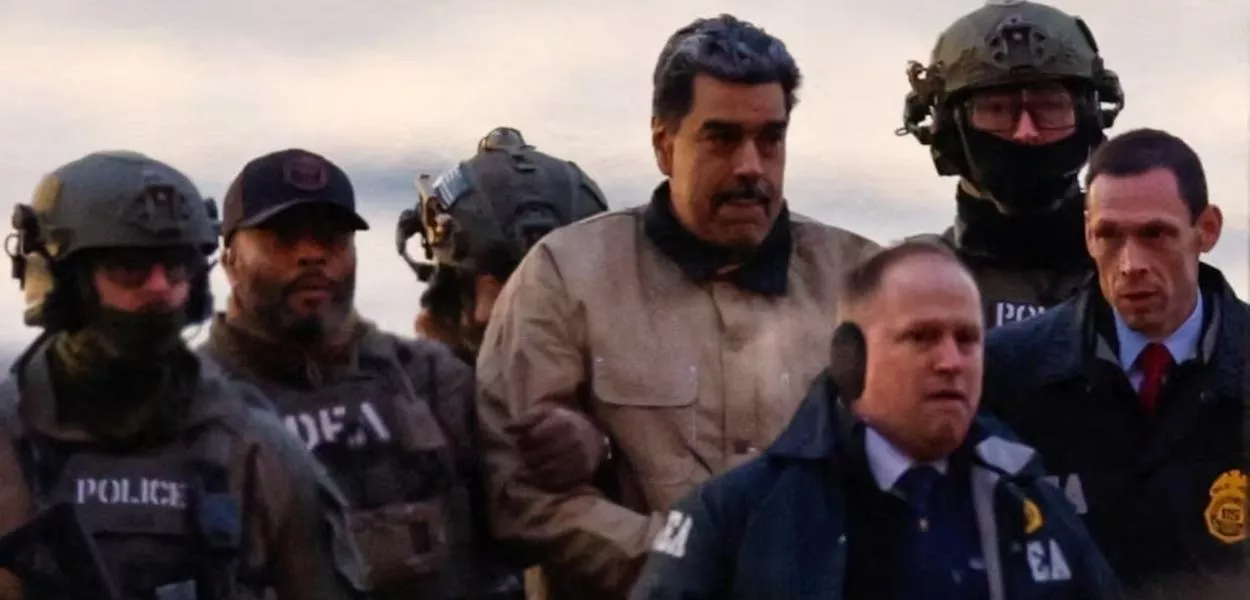 Nicolás Maduro cercado por agentes dos Estados Unidos