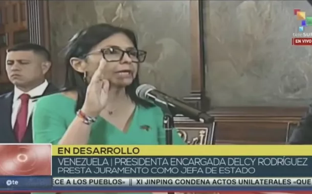 Delcy Rodríguez toma posse como chefe de Estado da Venezuela