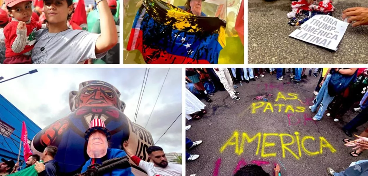 Manifestantes repudiaram a ingerência dos Estados Unidos e exigiram respeito à soberania nacional