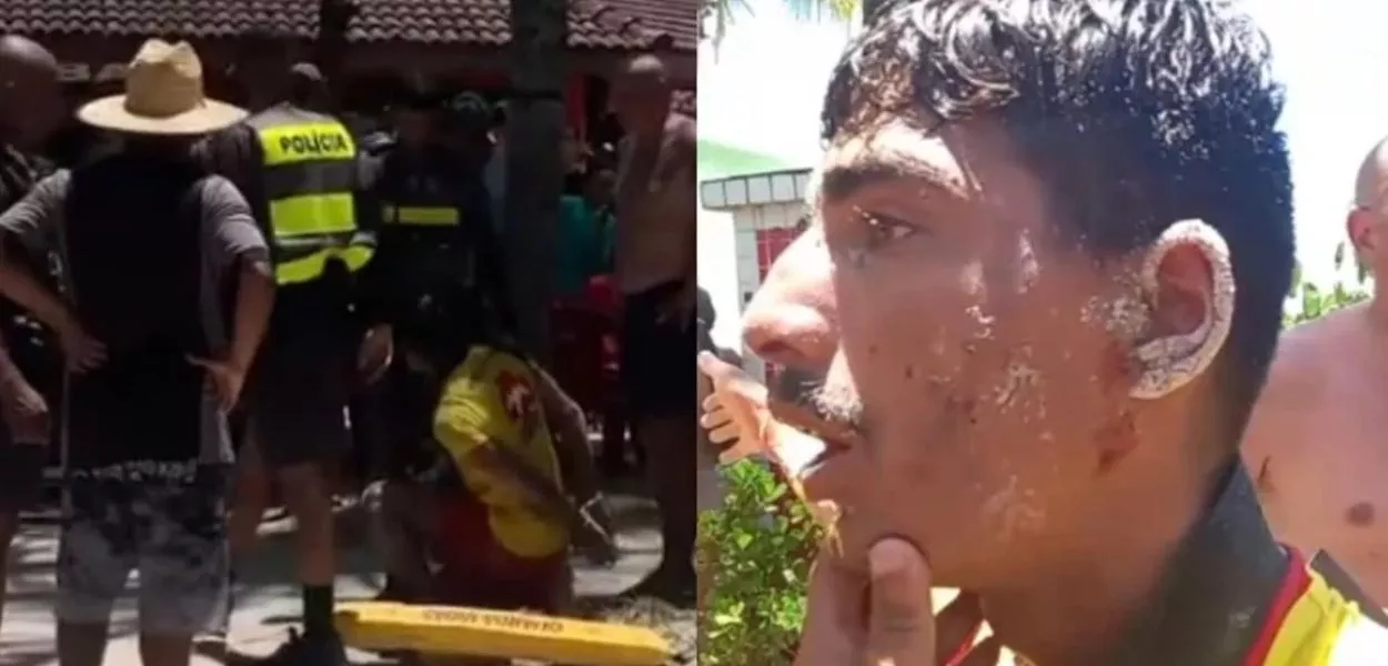 Socorrista afirma que se preparava para resgate no mar quando foi agredido e hostilizado por mulher que pediu ajuda para encontrar o neto